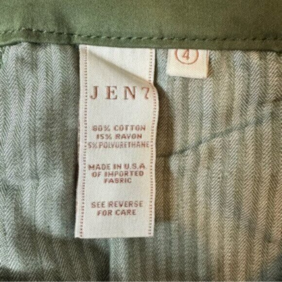JEN 7 | Women's Olive Green Zipper Closure Crop Skinny Pants Size 4 - Picture 6 of 9